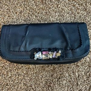 Black satin clutch